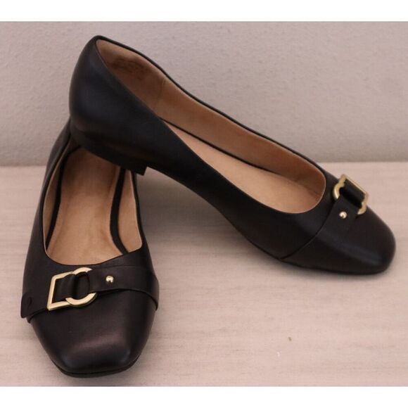 ROCKPORT CJ0872 Women's Sz 10W Black Leather Zoie Ring Ballet Flats - Picture 1 of 11